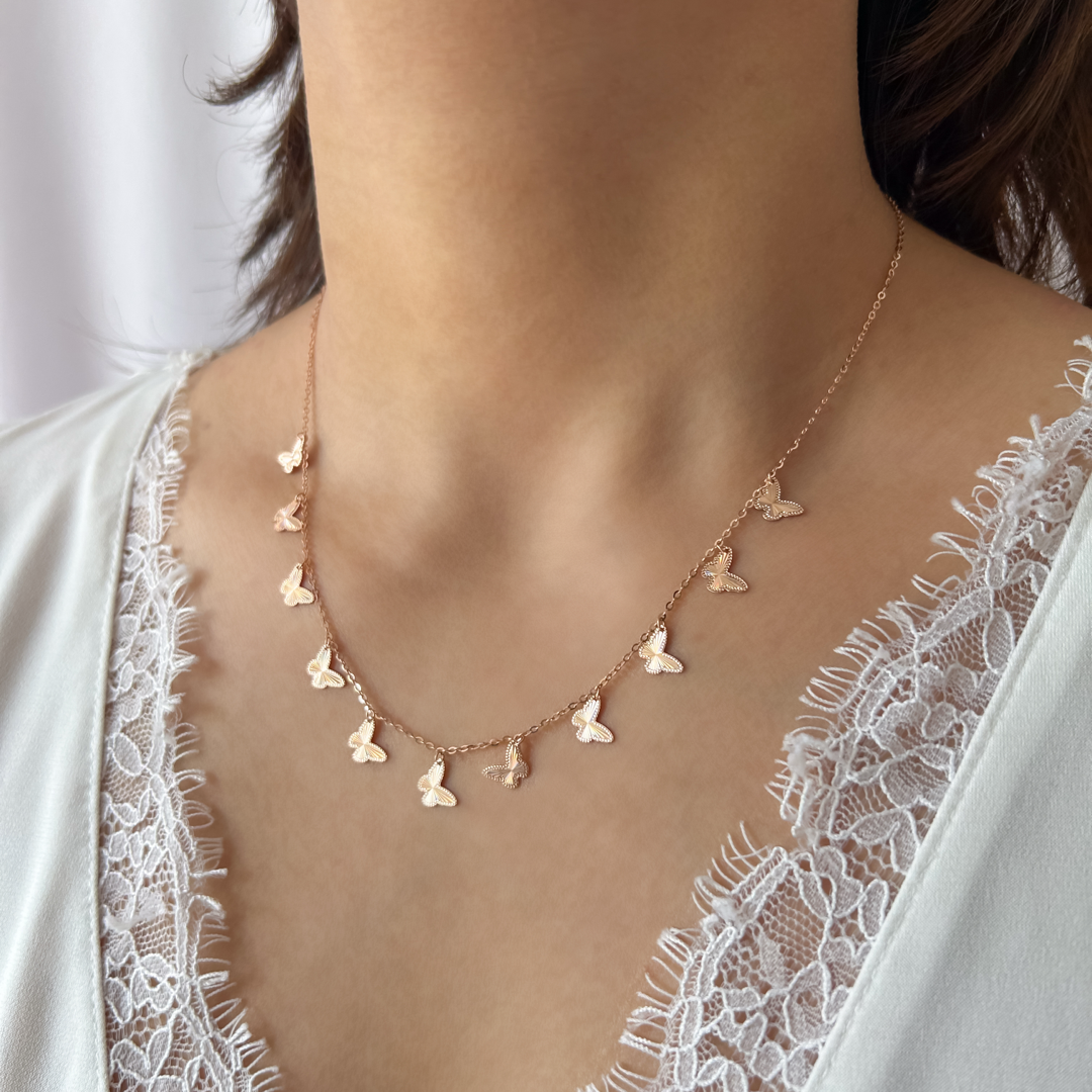 Rose Sparkle Butterfly Necklace