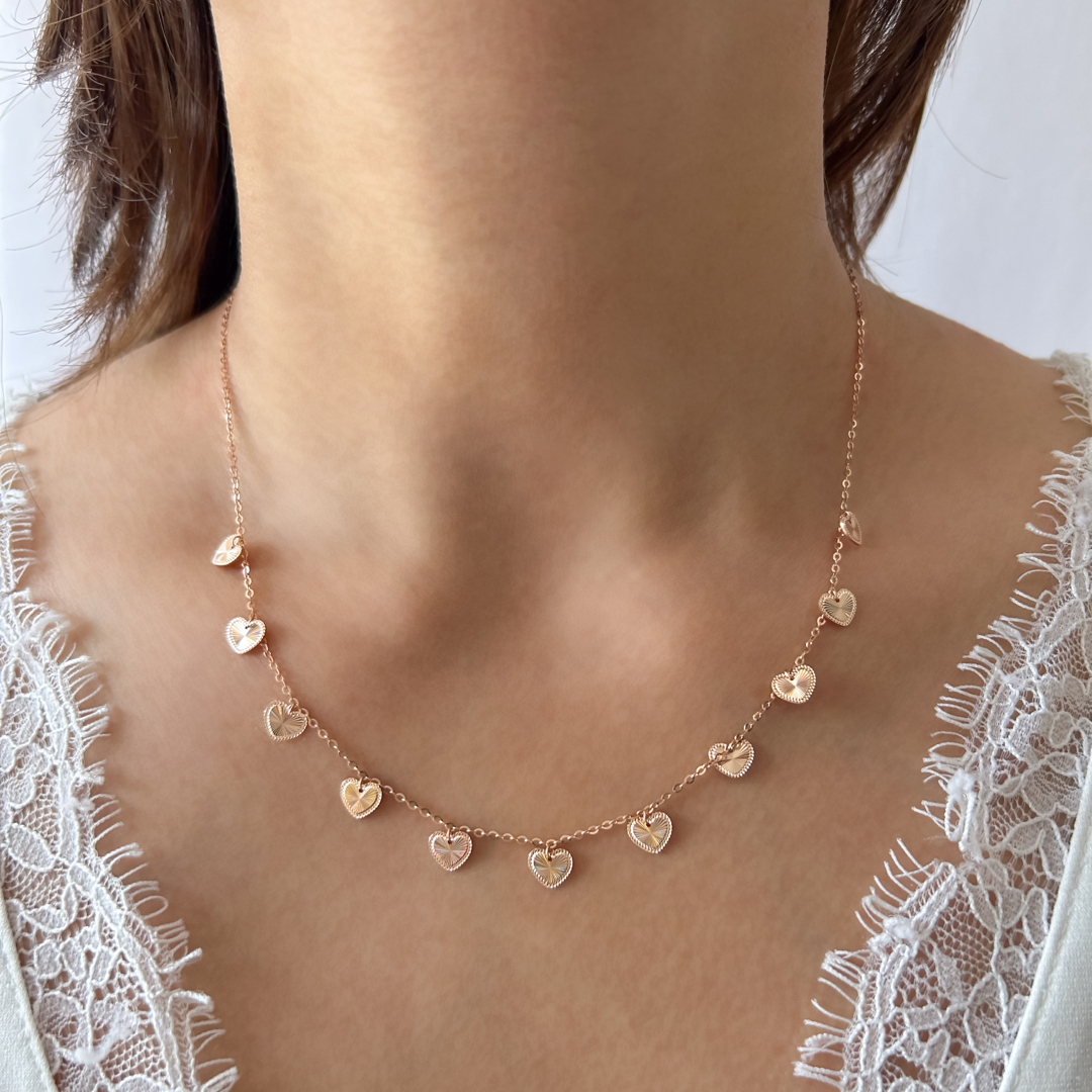 Rose Sparkle Heart Necklace