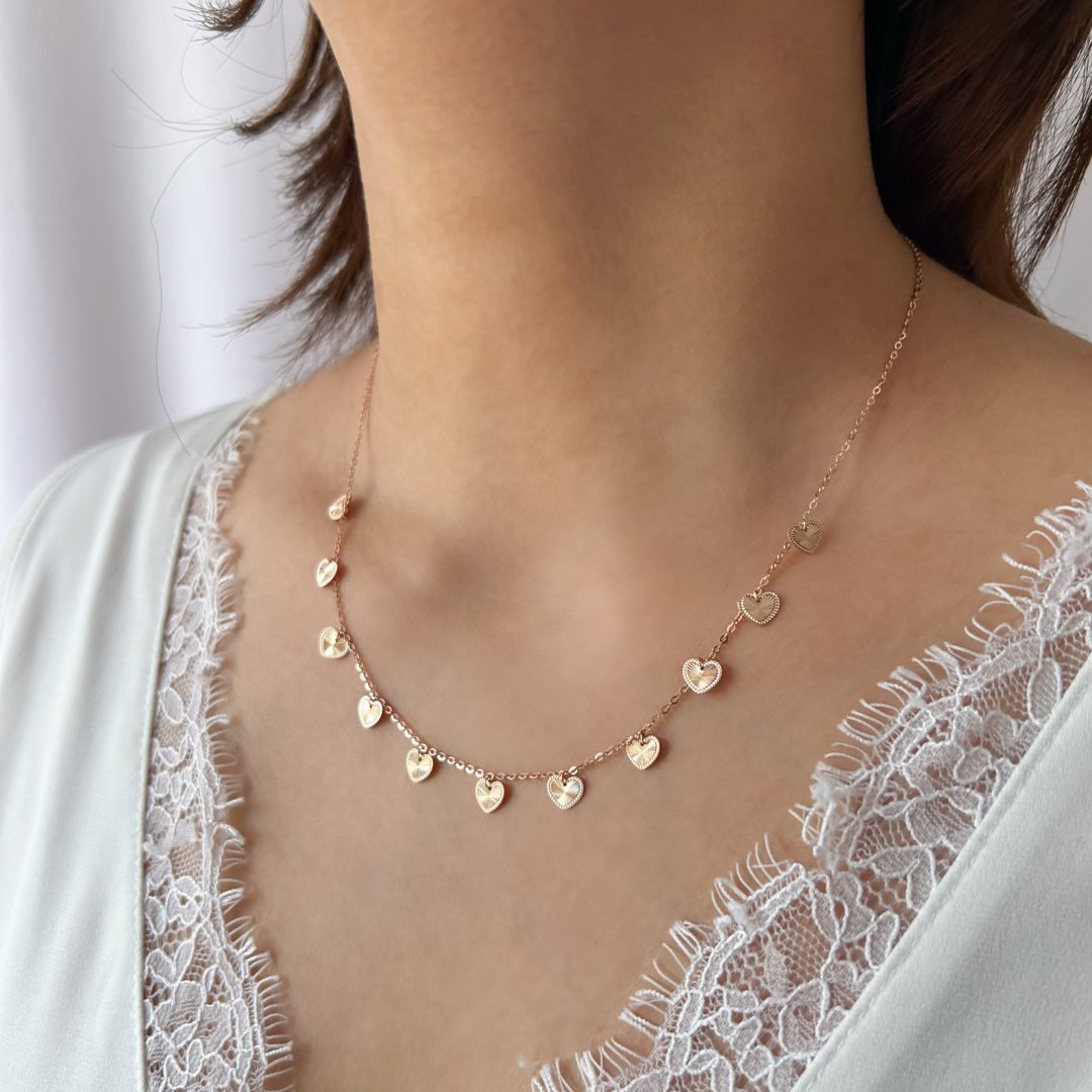 Rose Sparkle Heart Necklace