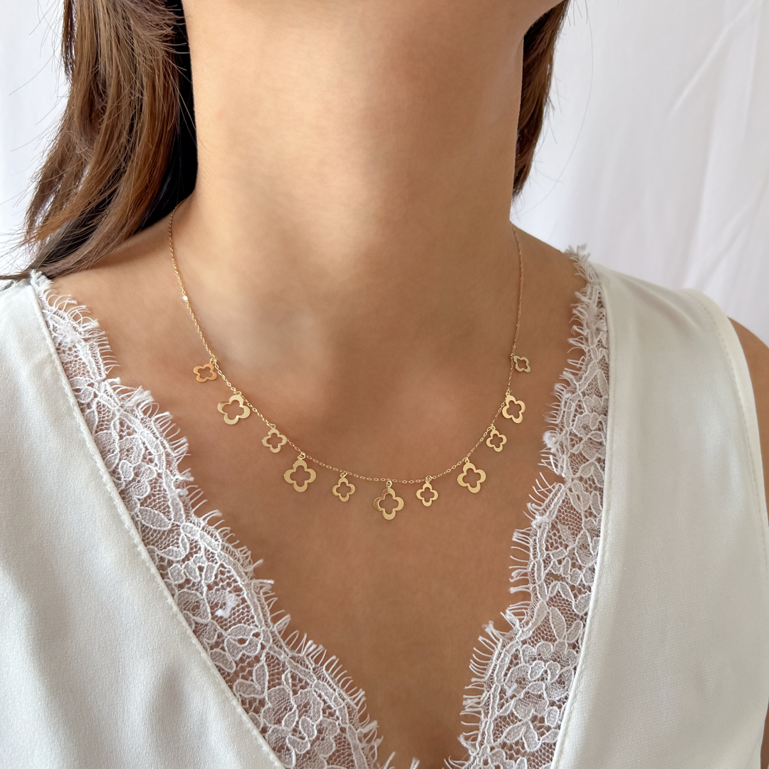 Abstract Clover Charm Necklace