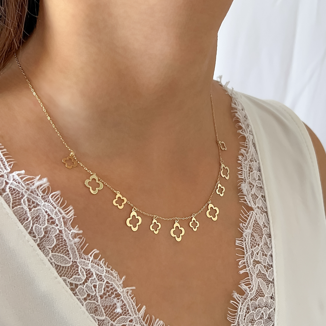 Abstract Clover Charm Necklace