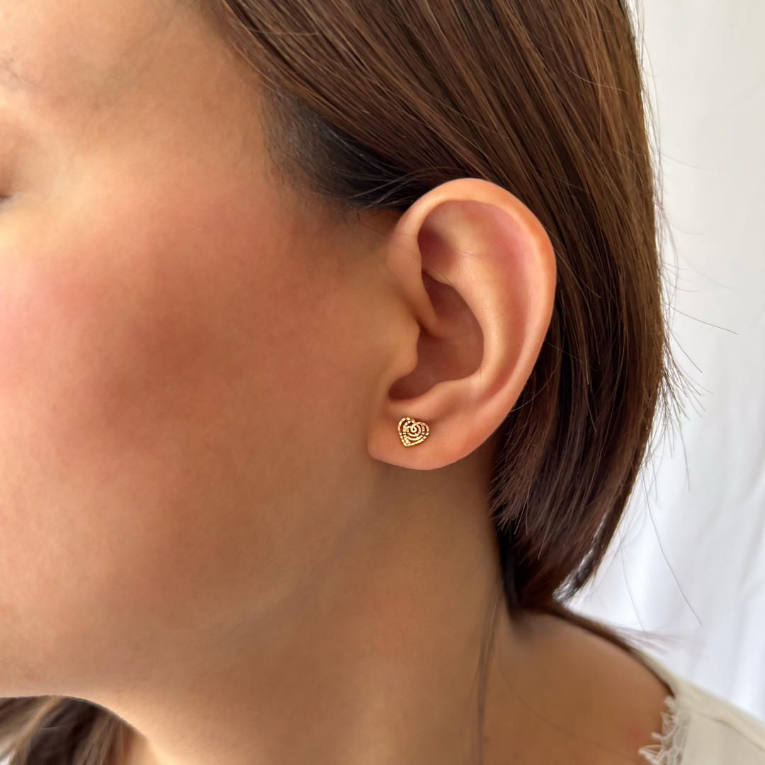 Spiral Textured Heart Studs