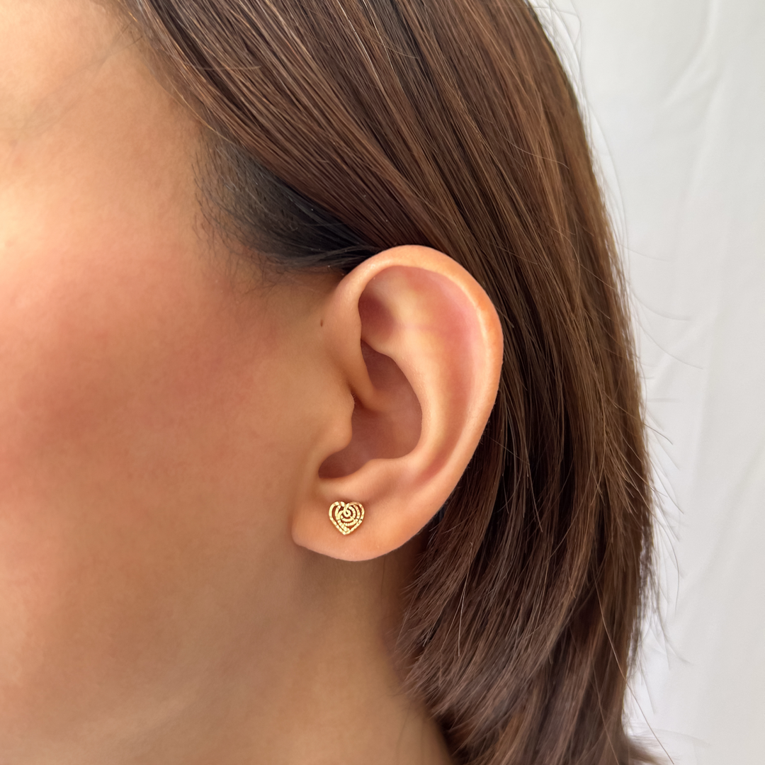 Spiral Textured Heart Studs