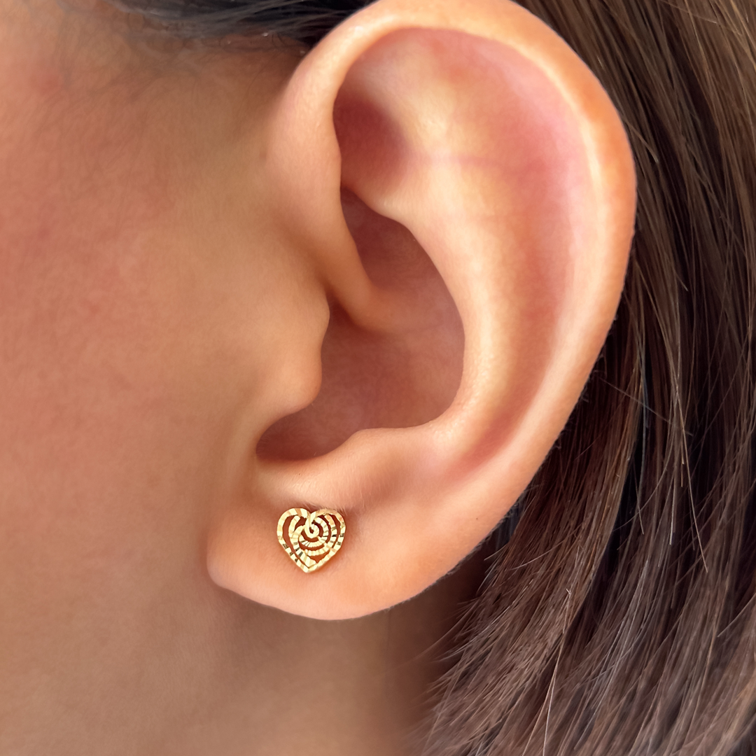 Spiral Textured Heart Studs