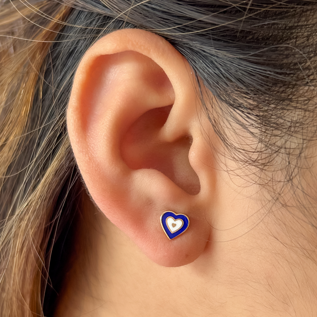 Heart Pop Studs (D.Blue)