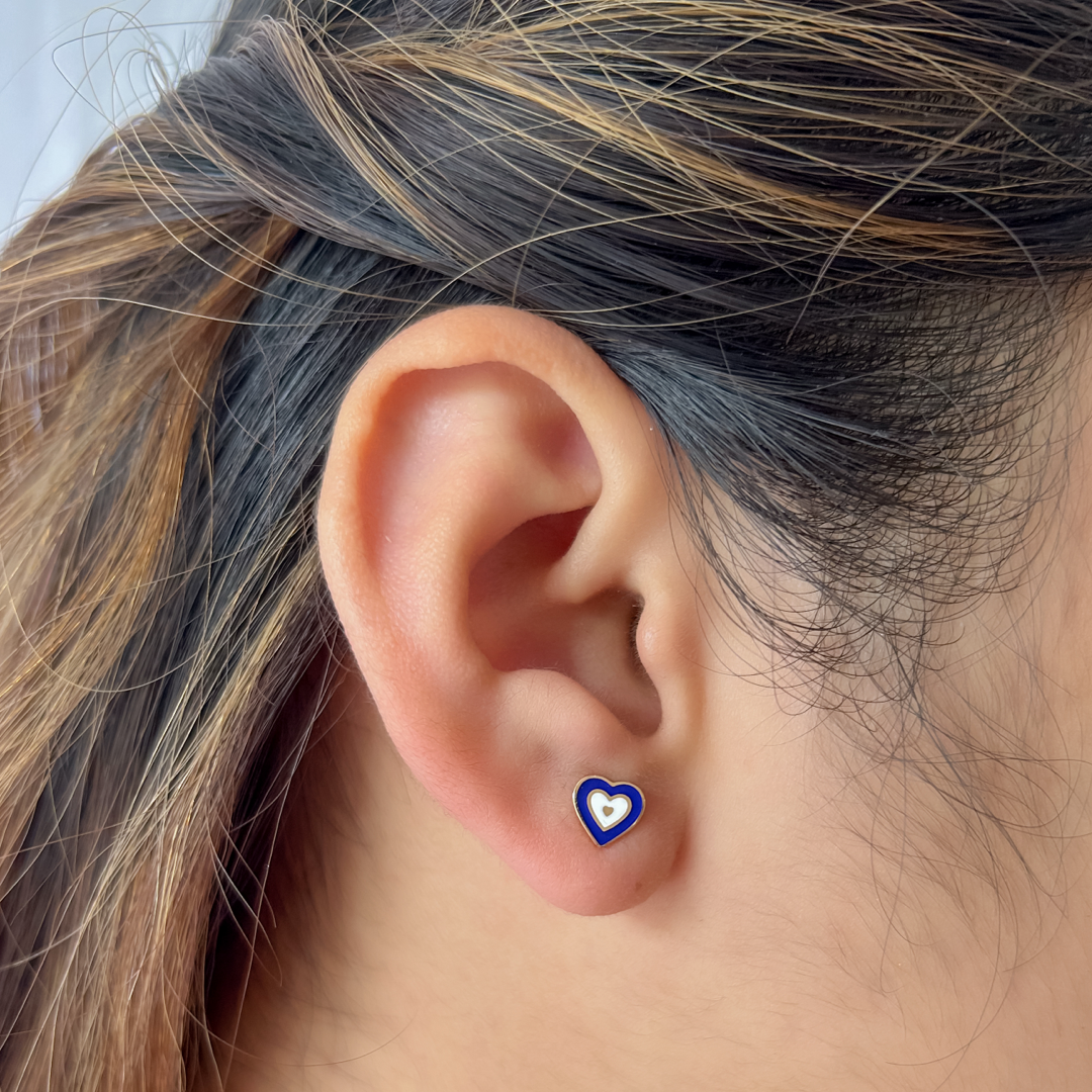 Heart Pop Studs (D.Blue)