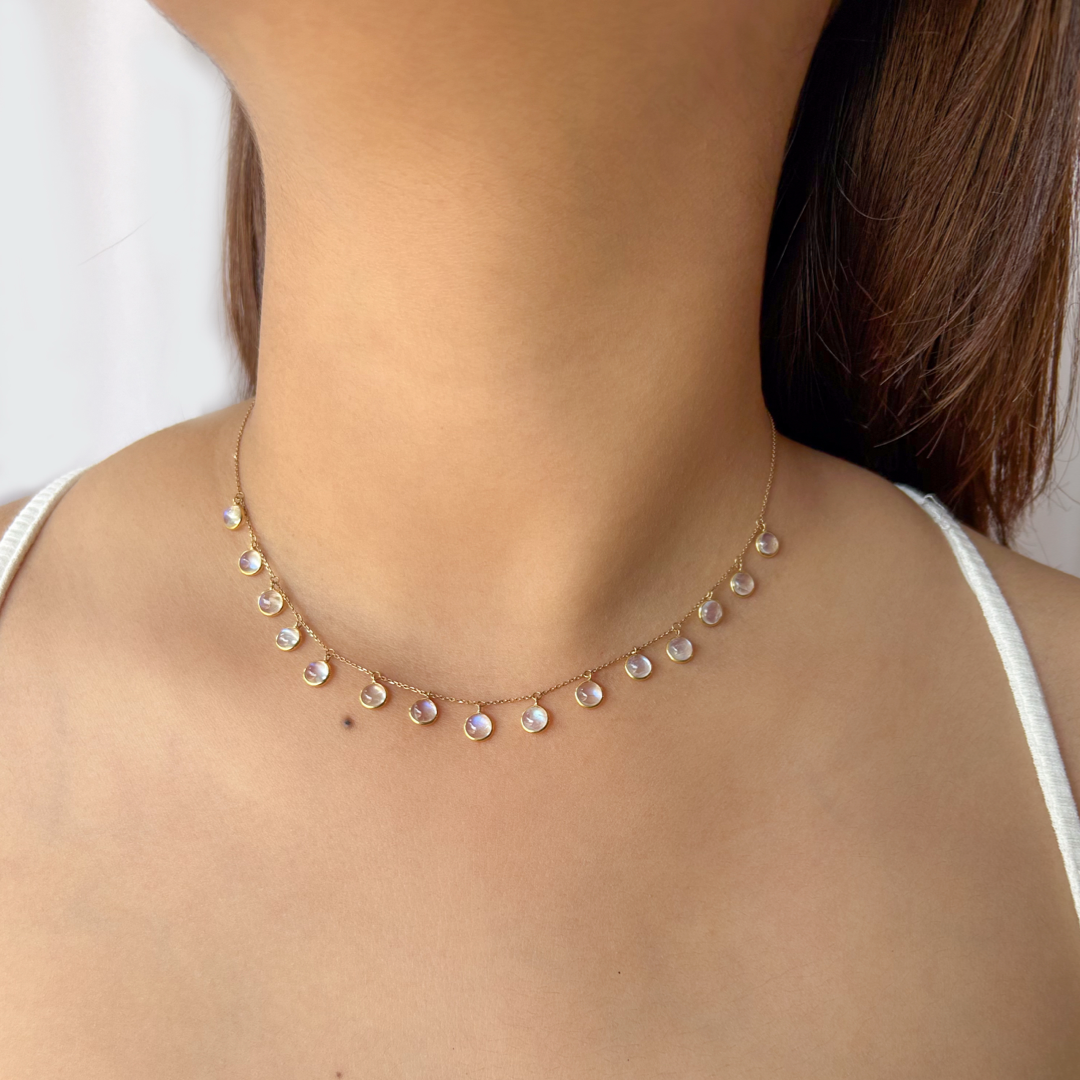 White Moonstone Floating Necklace