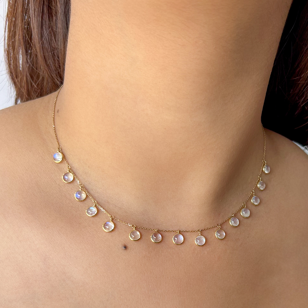 White Moonstone Floating Necklace