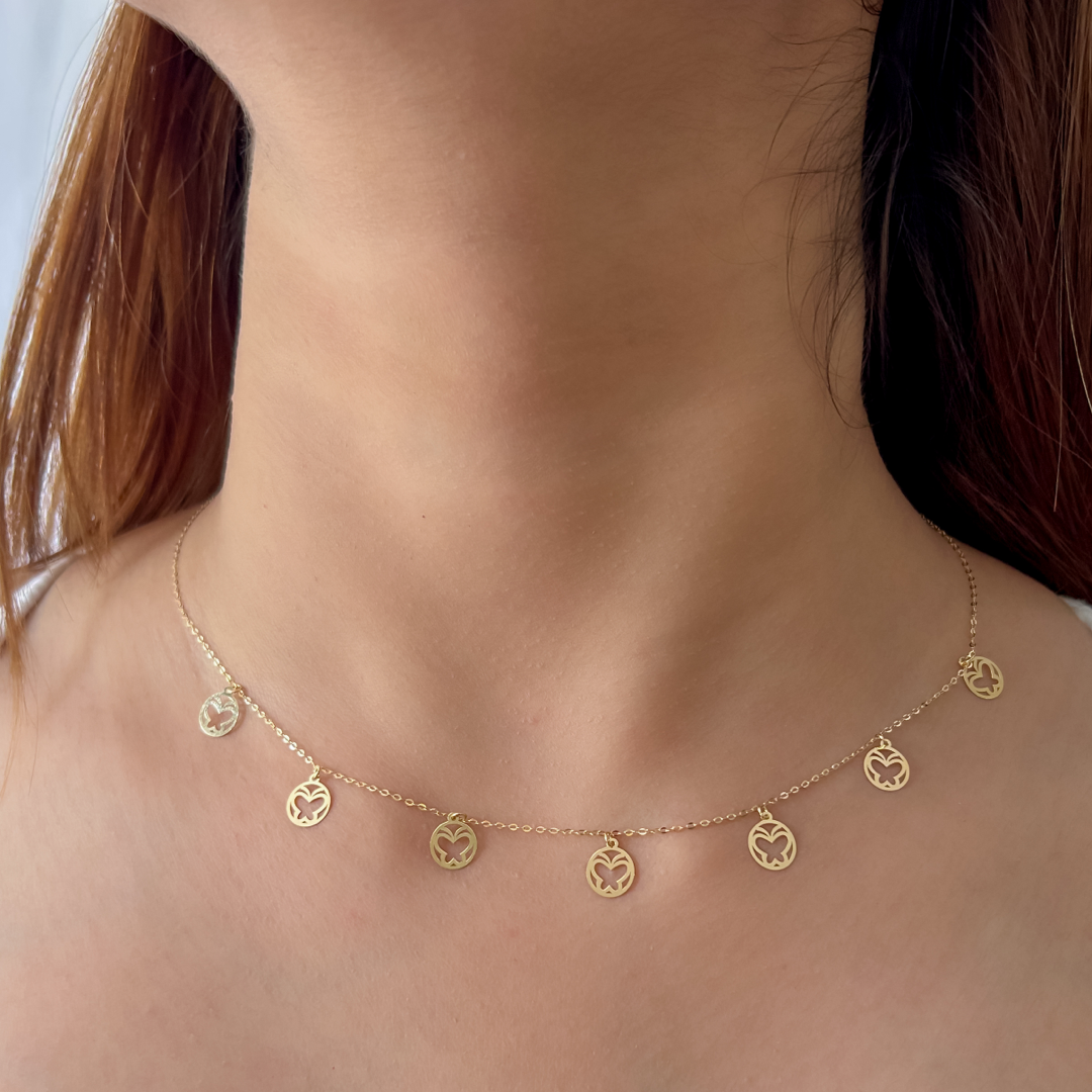 Sphere Butterfly Charm Necklace