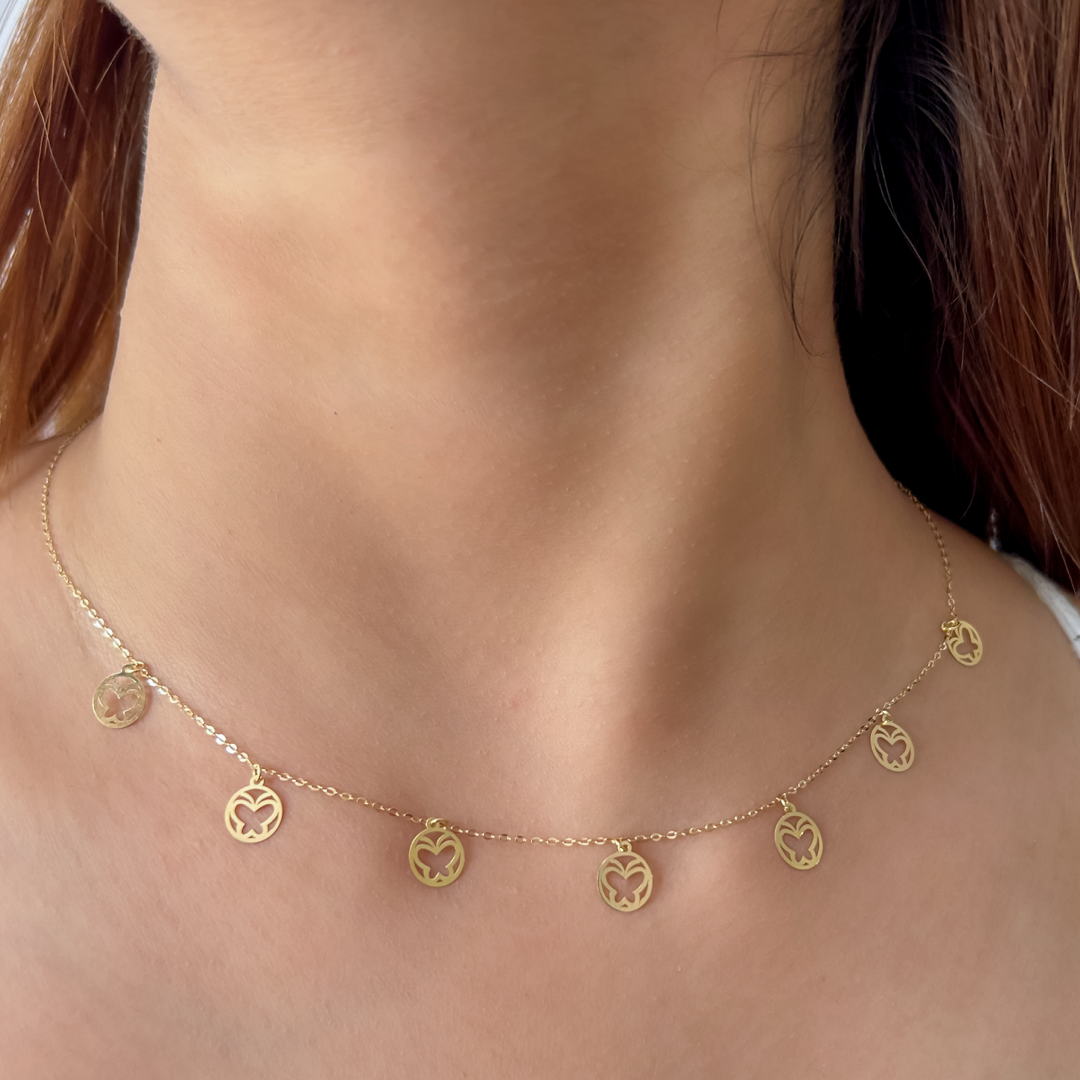 Sphere Butterfly Charm Necklace