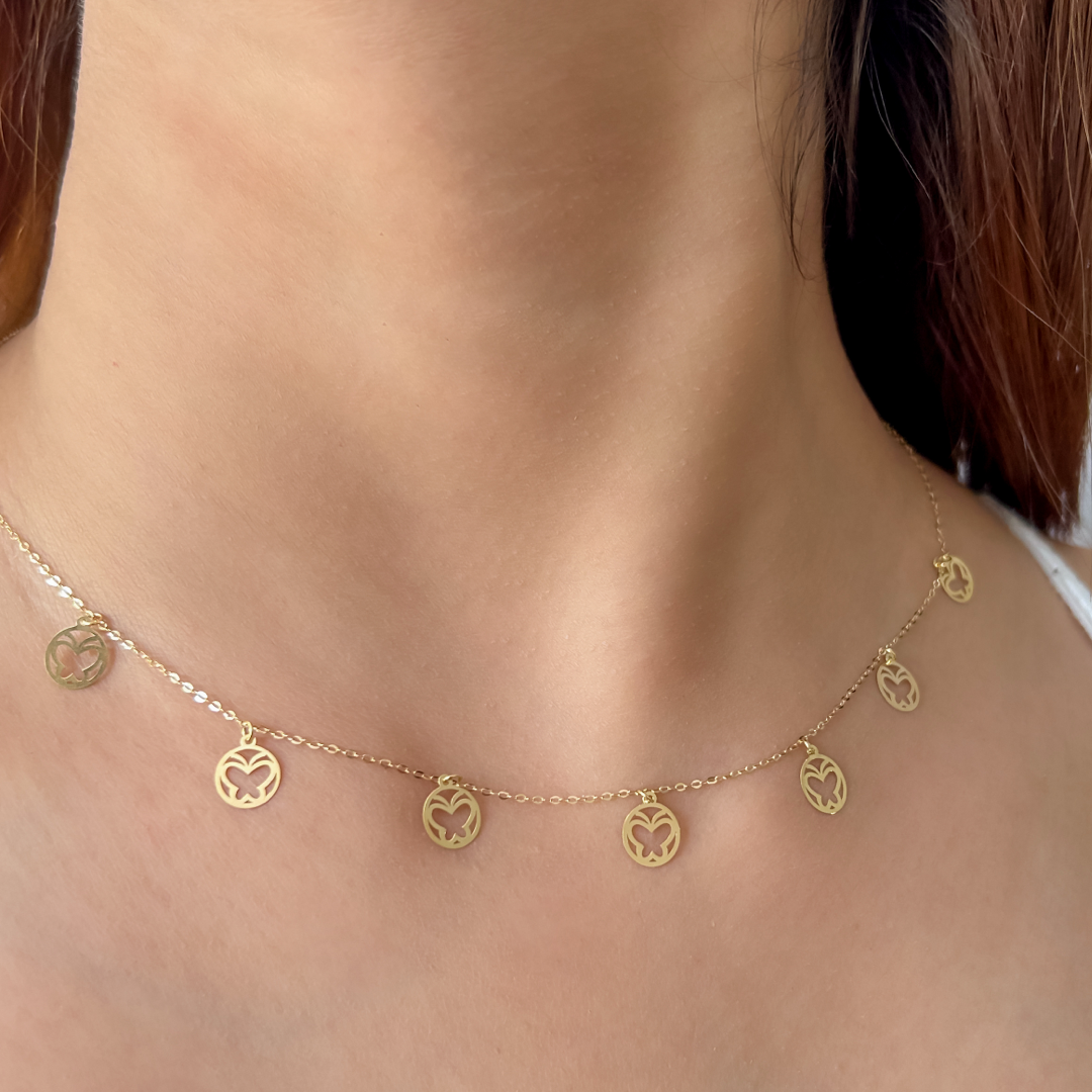 Sphere Butterfly Charm Necklace