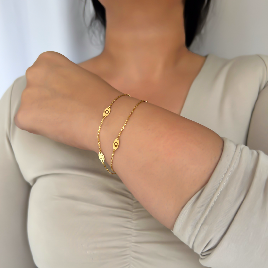 Dual Floral Leaf Bracelet