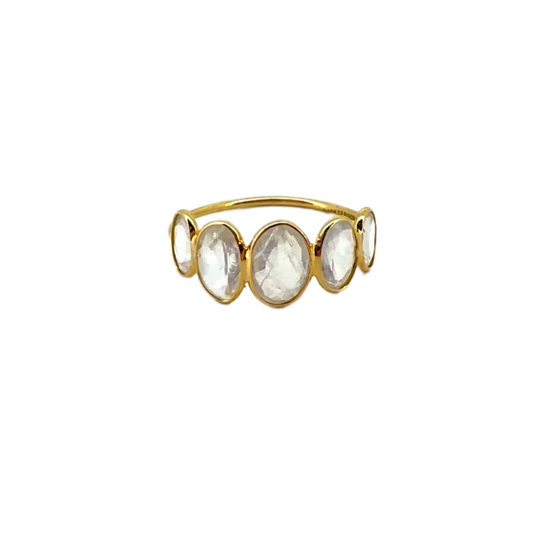 Oval Rainbow Moonstone Band | Size 13