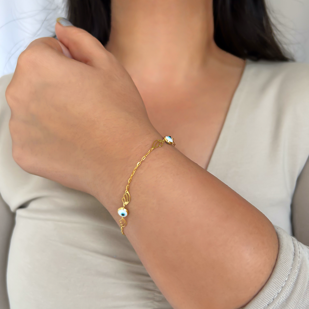Evil Eye Wing Bracelet- White