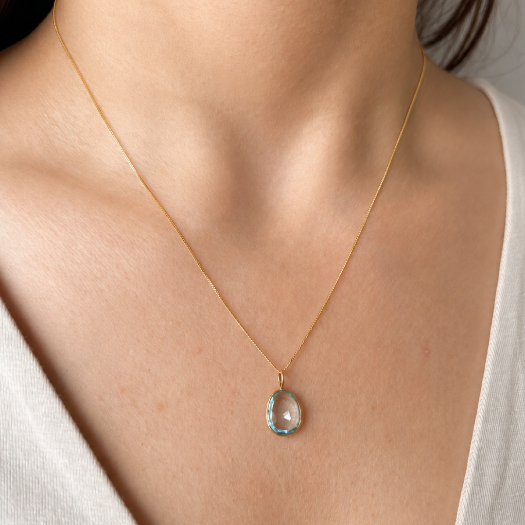 Blue Topaz Oval Pendant