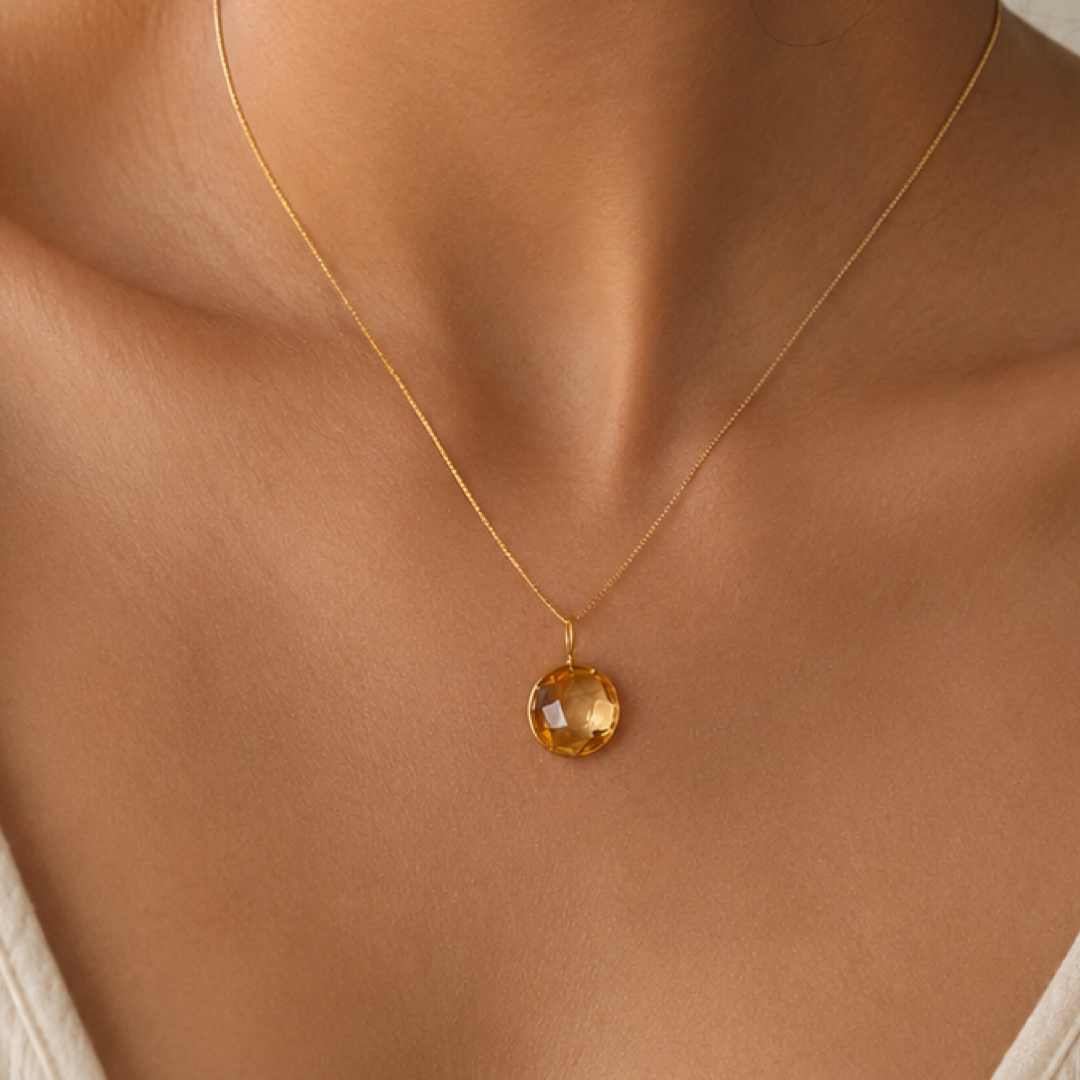 Mini Citrine Round Pendant