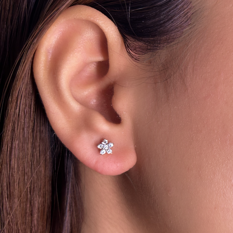 Studded flower studs