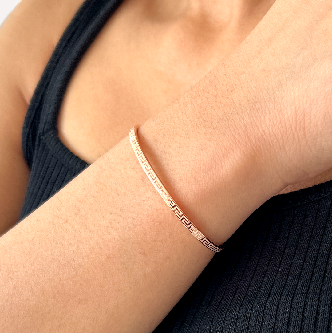 Thick Meander Bangle Bracelet