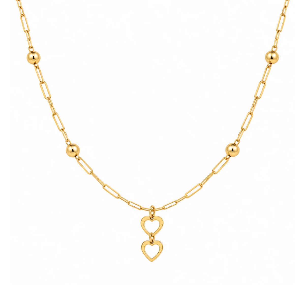 Dual Heart Sphere Link Necklace
