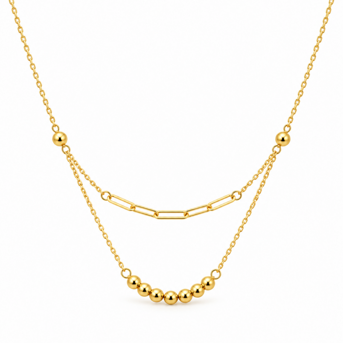 Layered Bead Drop Necklace