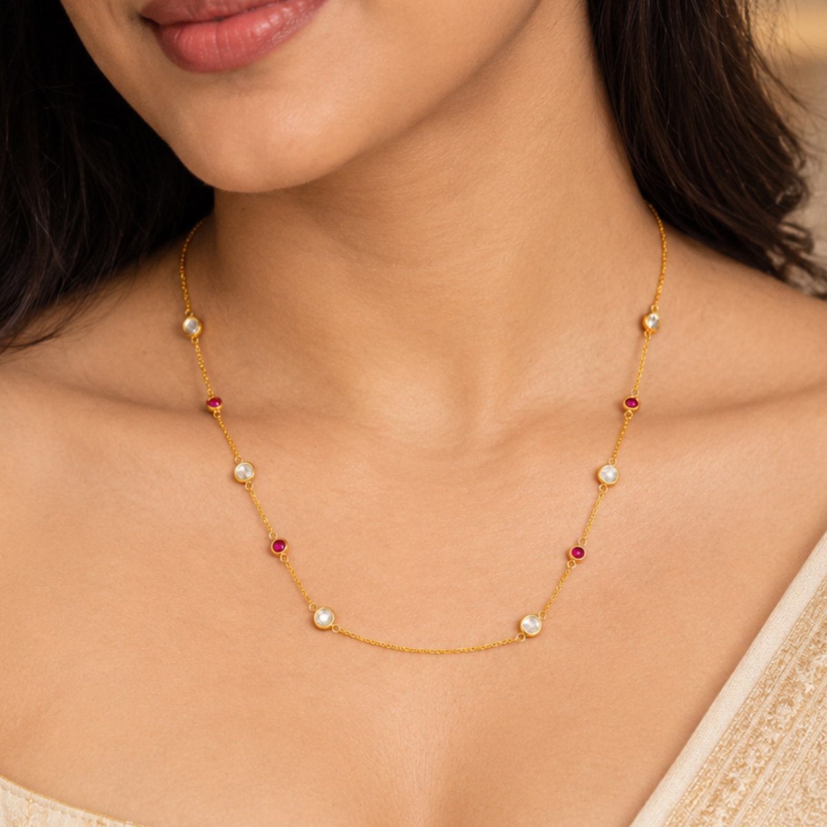 Abstract Dual Color Stone Chain
