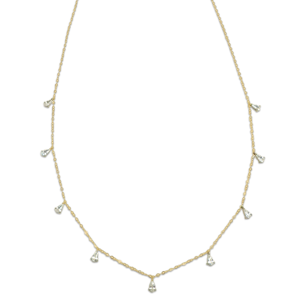 White Pear Crystal Necklace