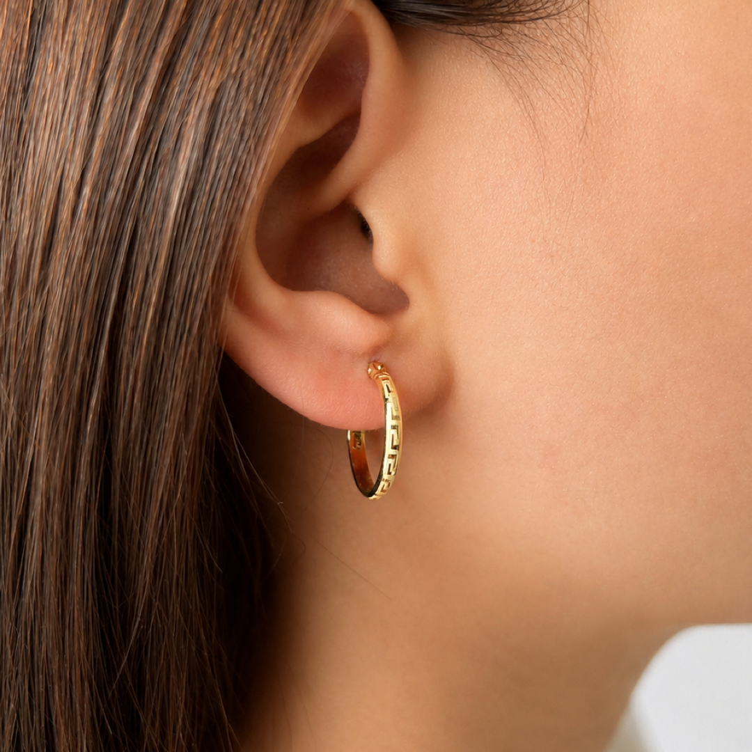 Sleek Curved Meander Hoops