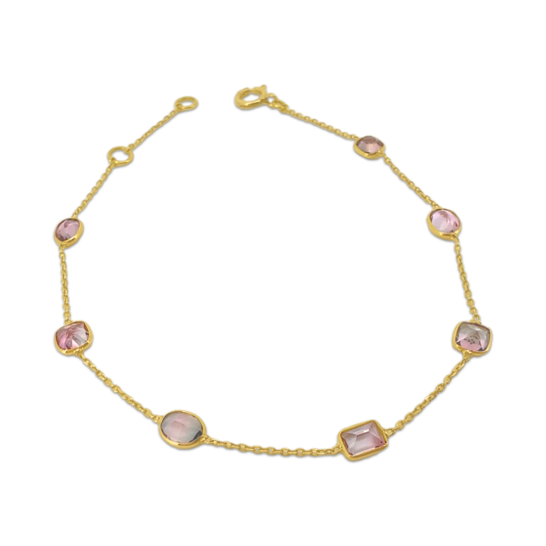 Abstract Pink Tourmaline Bracelet