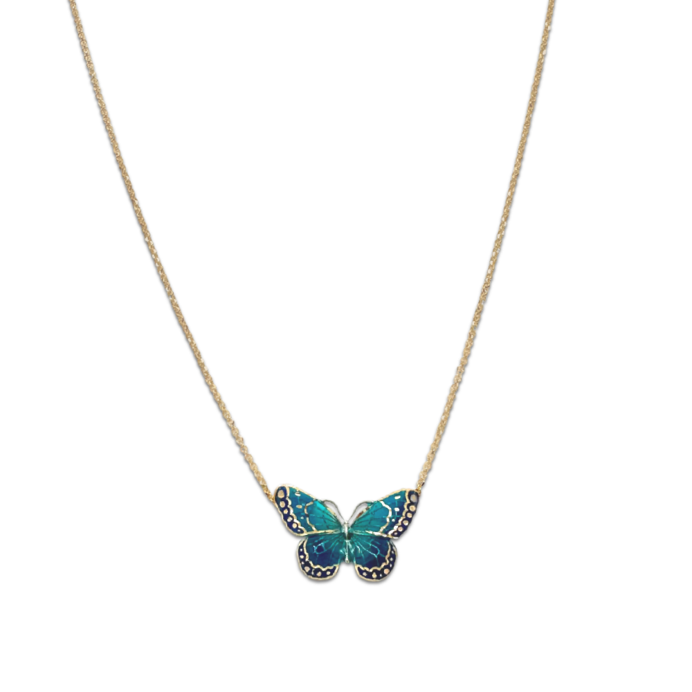Blue Sapphire & Diamond Butterfly Necklace - Underwoods Jewelers