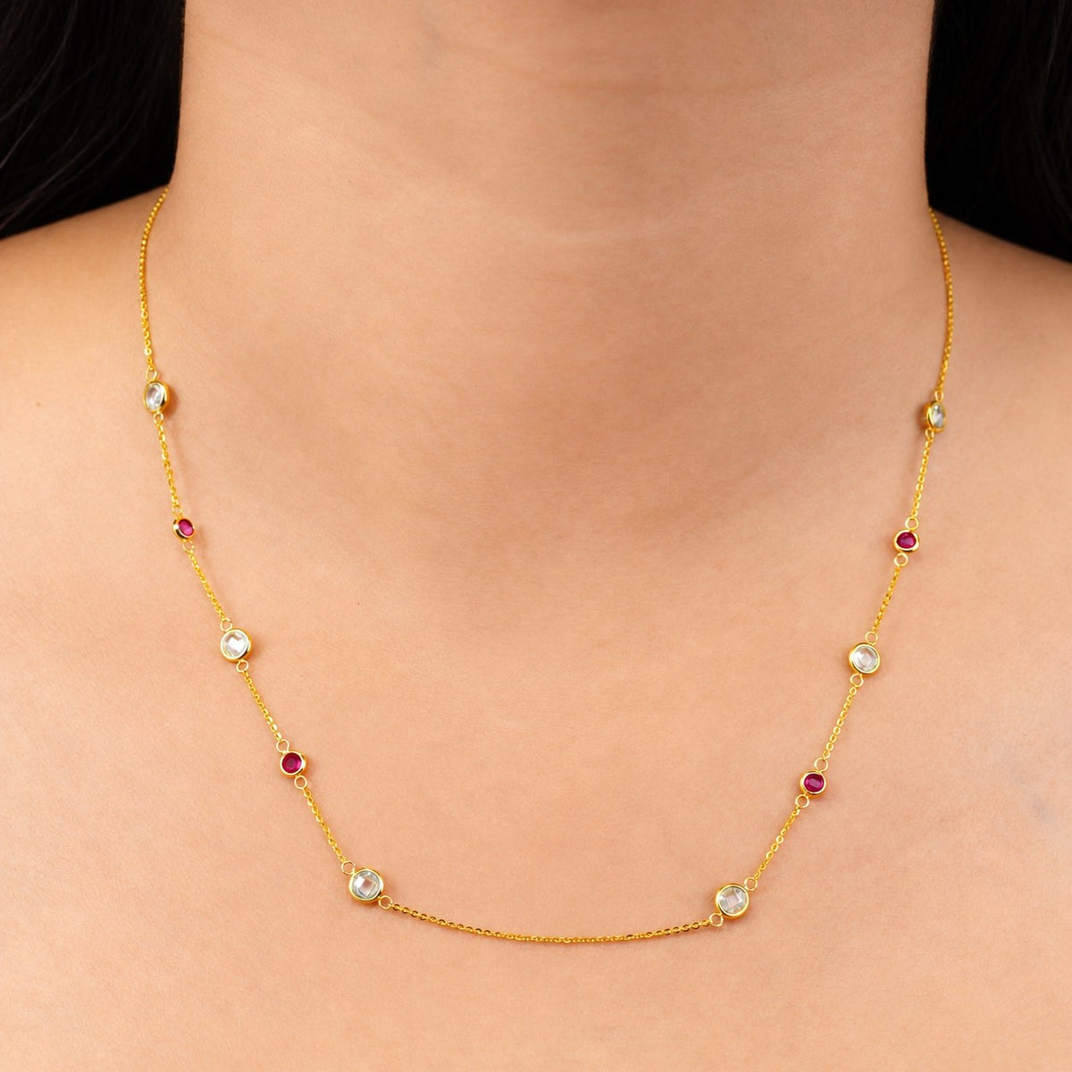 Abstract Dual Color Stone Chain