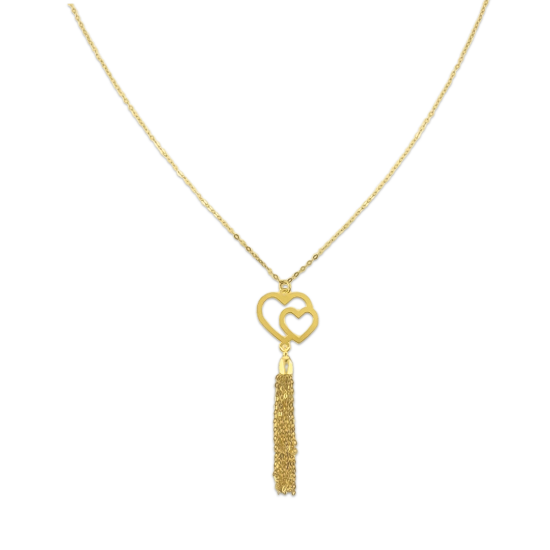 Dual Heart Chain Drop Necklace