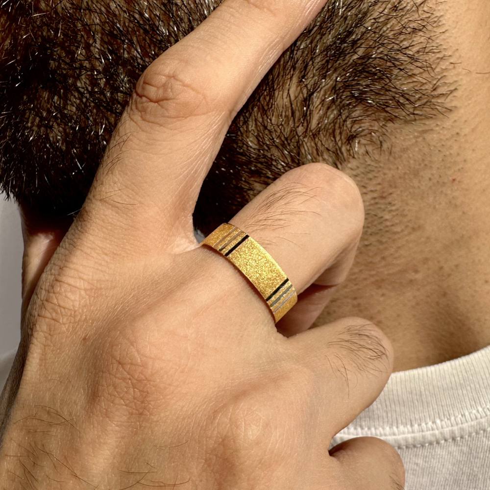 Buy Adoring Mini Fan Design Mens Gold Ring |GRT Jewellers
