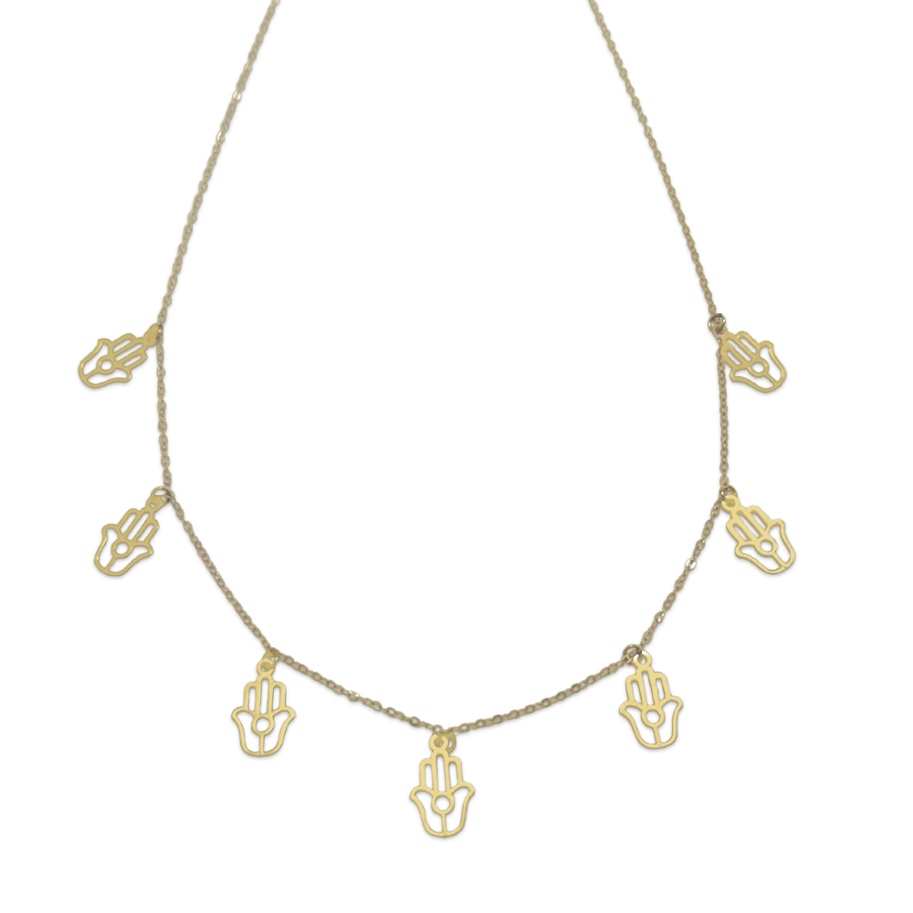 Onyx, Diamond and Multi Gem Hamsa Necklace