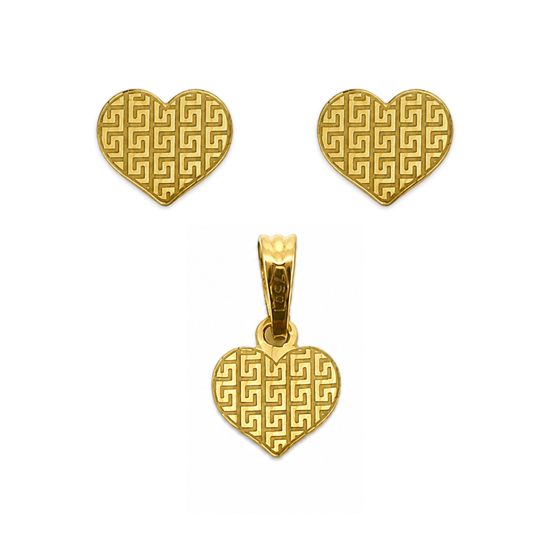 Meander Heart Pendant Set