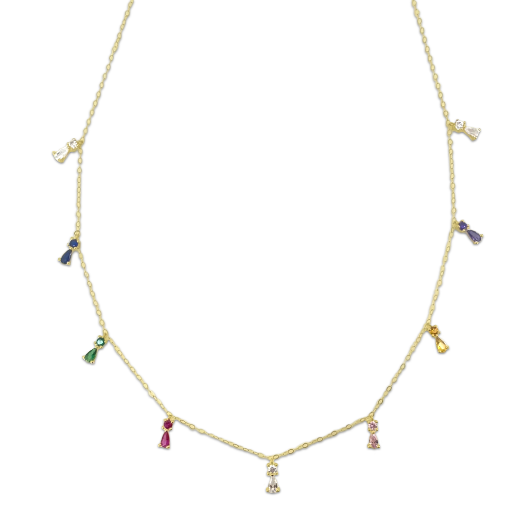 Multicolor Pear Round Crystal Necklace