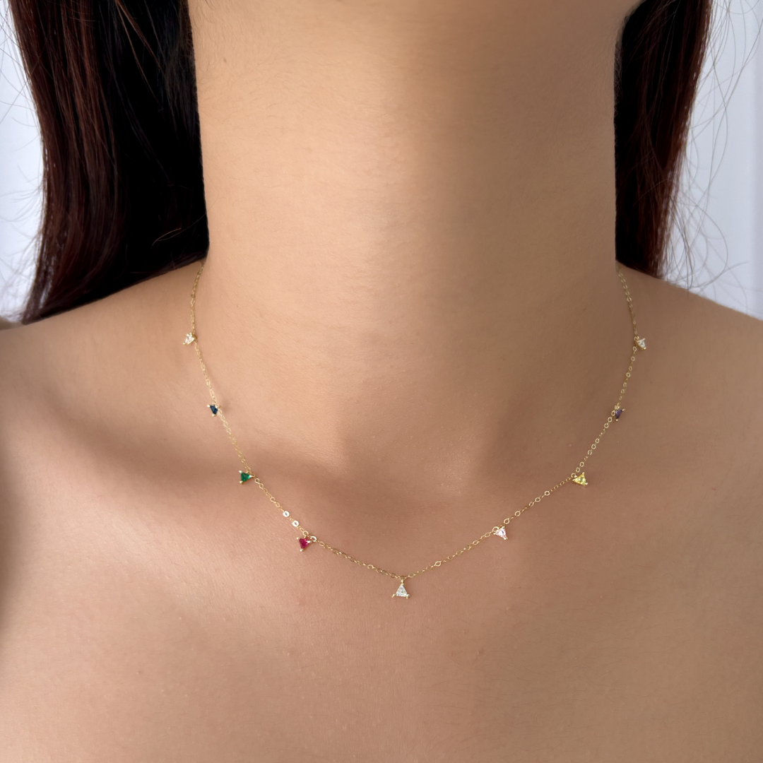 Multicolor Trillion Crystal Necklace