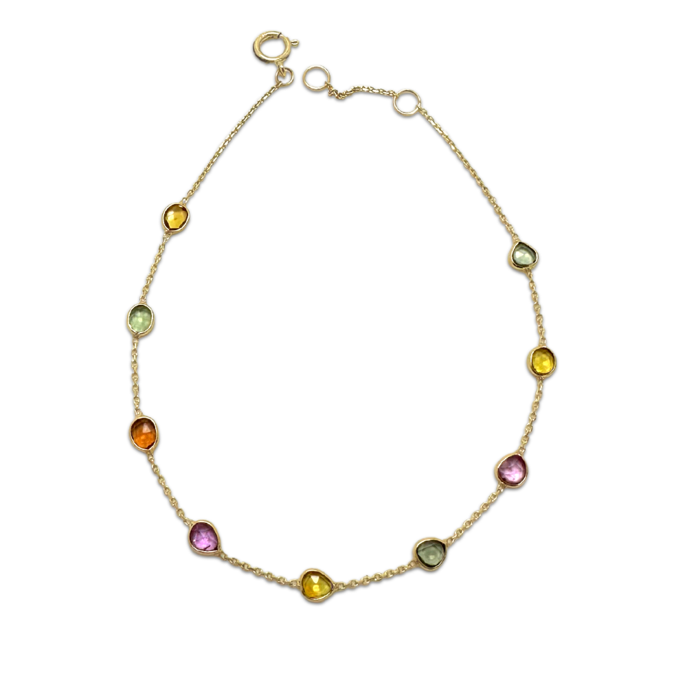 Fratelli Piccini Chioma chain enamel bracelet w/ yellow sapphire