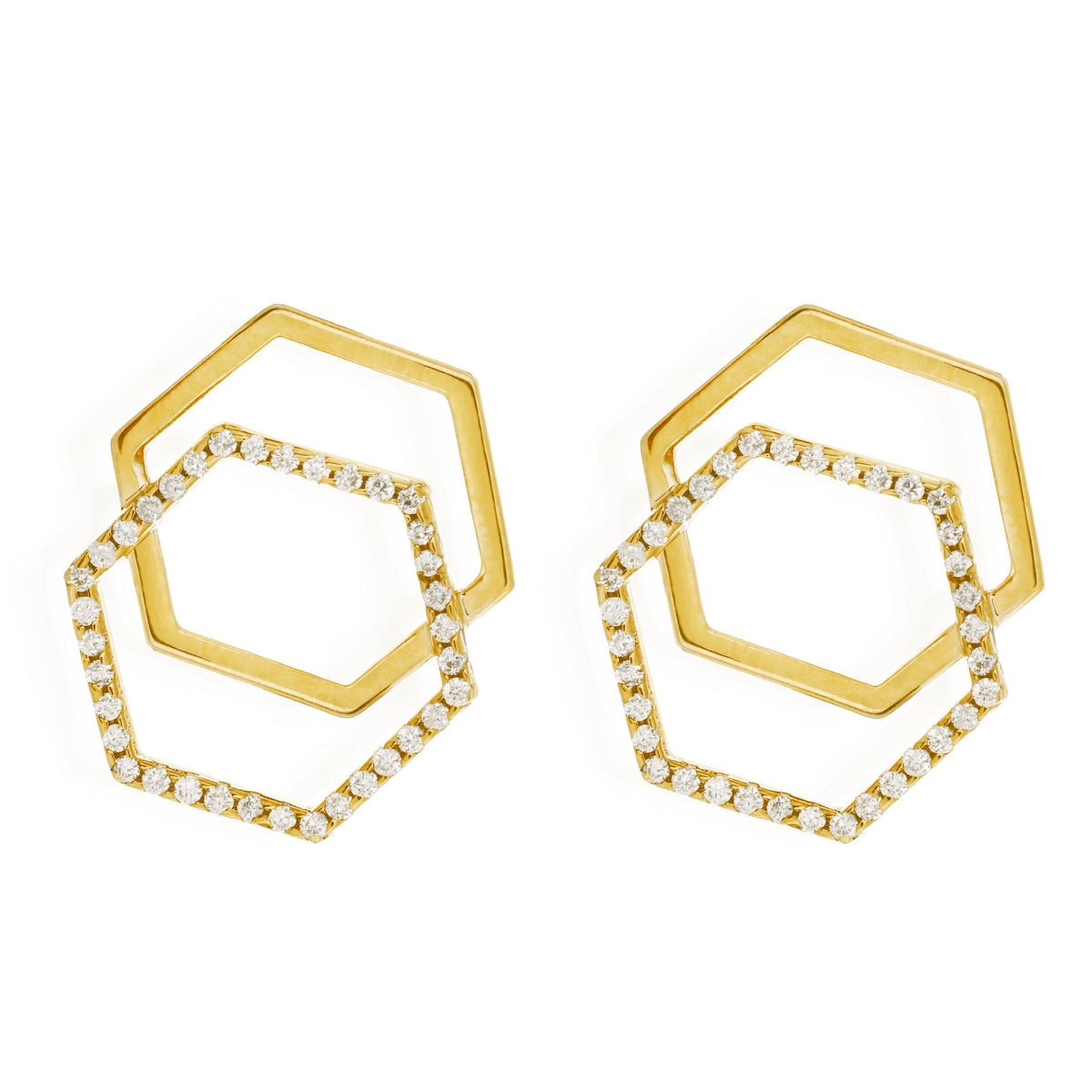 Di-hexa earrings fow women, Jewelry for girlfriend, minimalist jewellery, real gold jewelry, buy gold earrings
