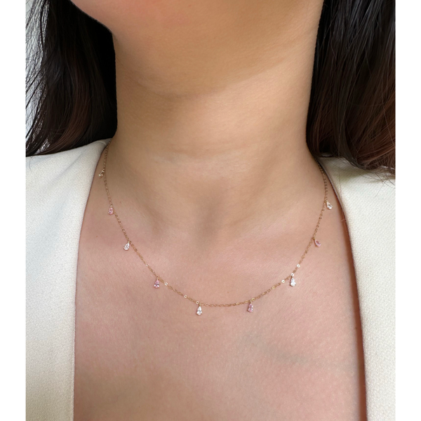 Dual Pear Crystal Necklace