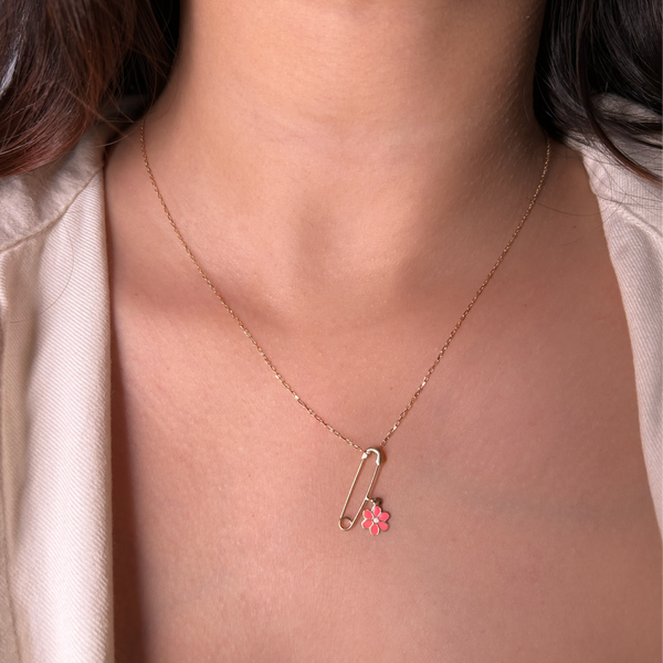 Flower Pin Pendant | Pink
