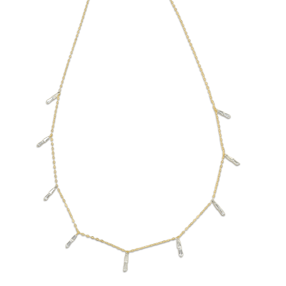 White Baguette Floating Necklace