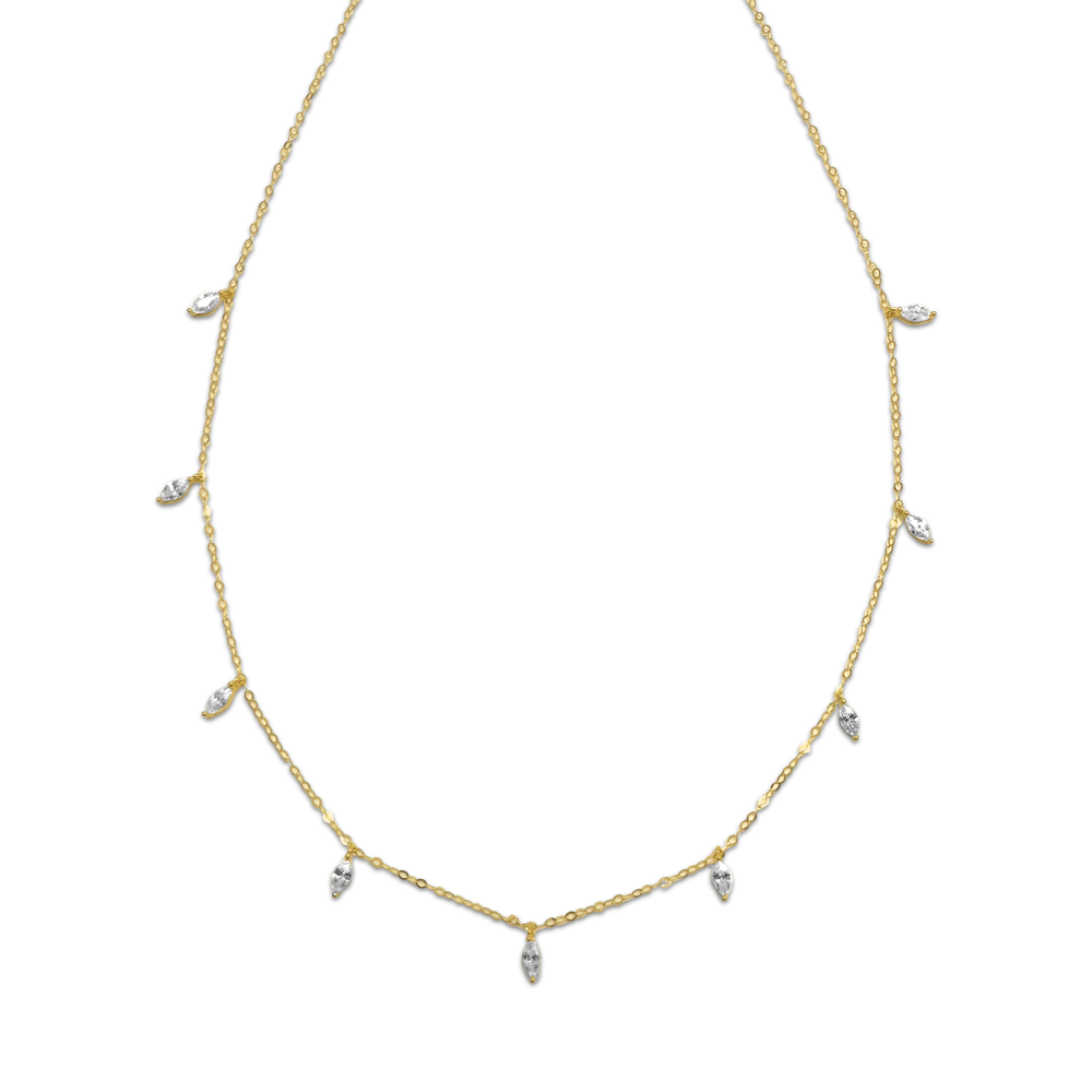 White Marquise Crystal Necklace