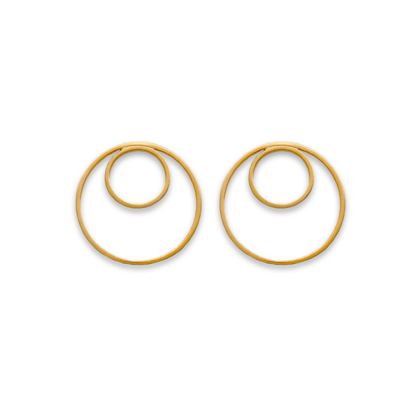 dual circle earring, gold earrings, fine jewellery