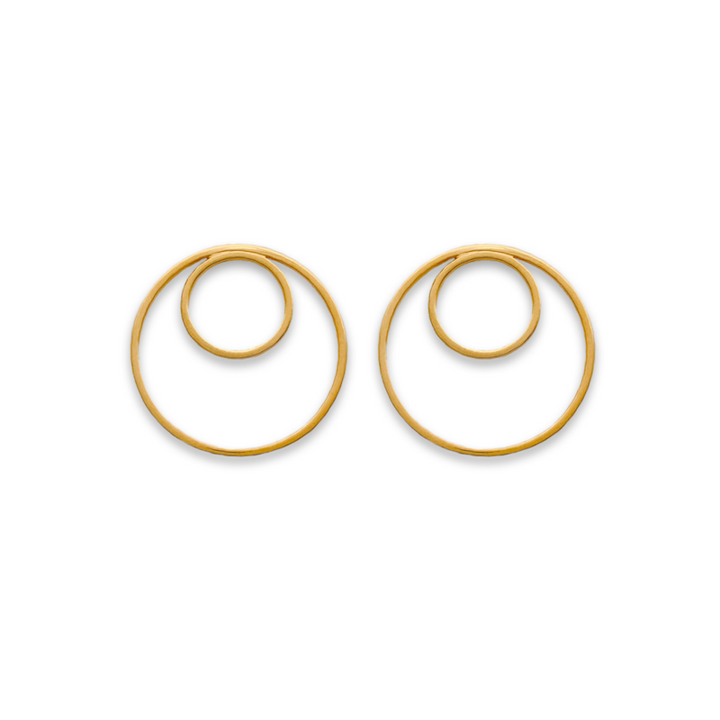 dual circle earring, gold earrings, fine jewellery