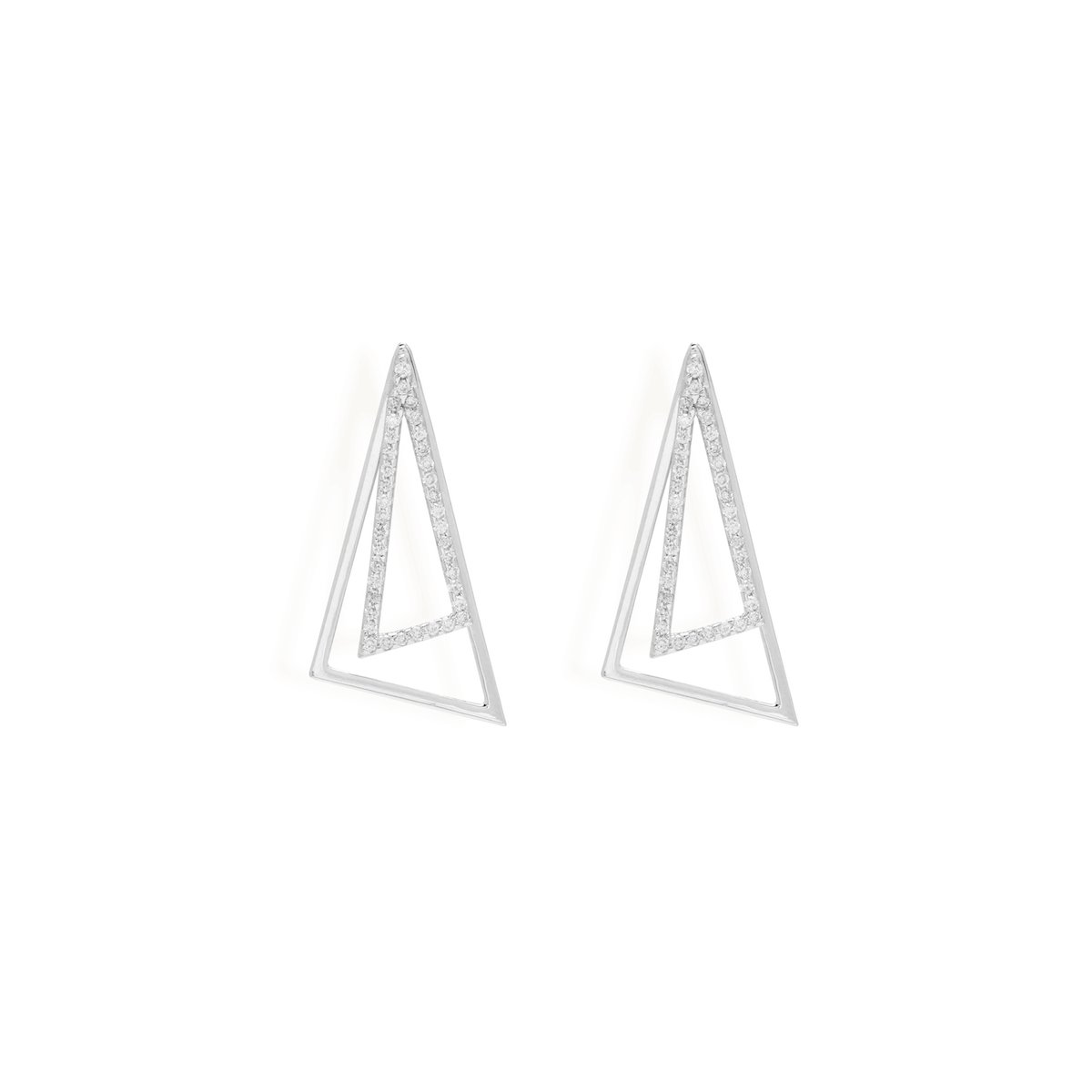 Studded Triangle Ear Jacket Earrings Starklejewels White 14K 