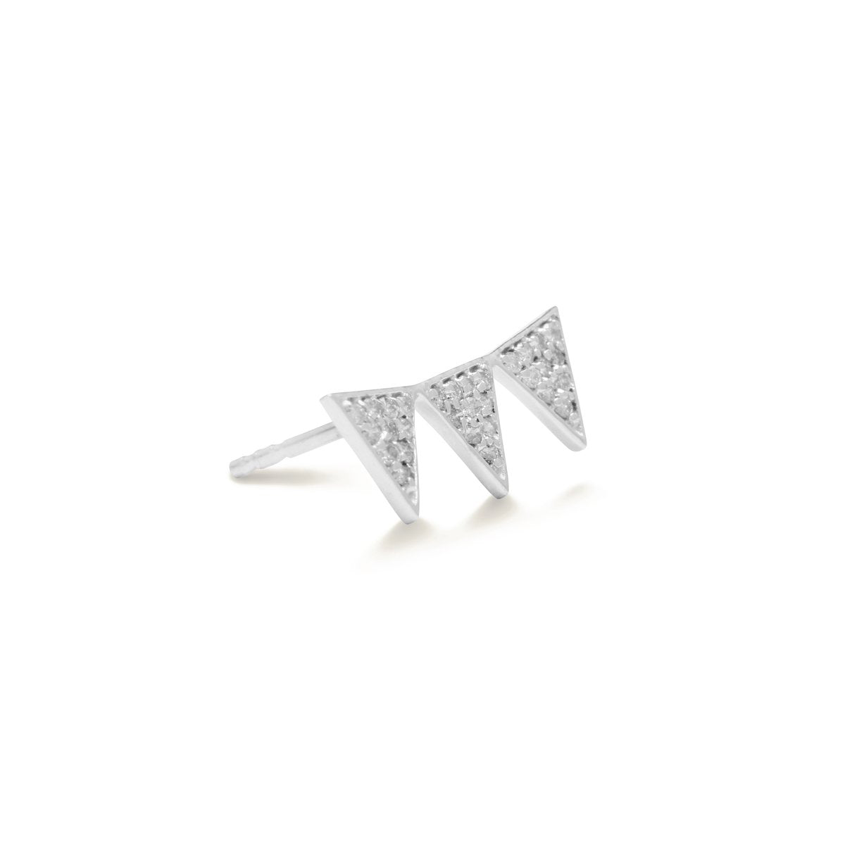 Triplet Diamond Studs Earrings Starklejewels White 14K 