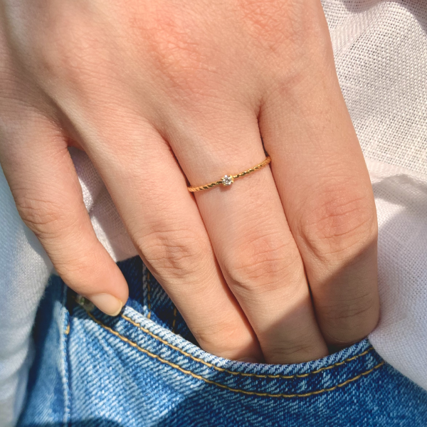 Tiny Engagement Ring, 14K / 18K Rose Gold Ring, Thin Diamond Ring, Delicate Wedding  Ring, Daily Wear, Stacking Ring, Seven Diamonds Ring - Etsy