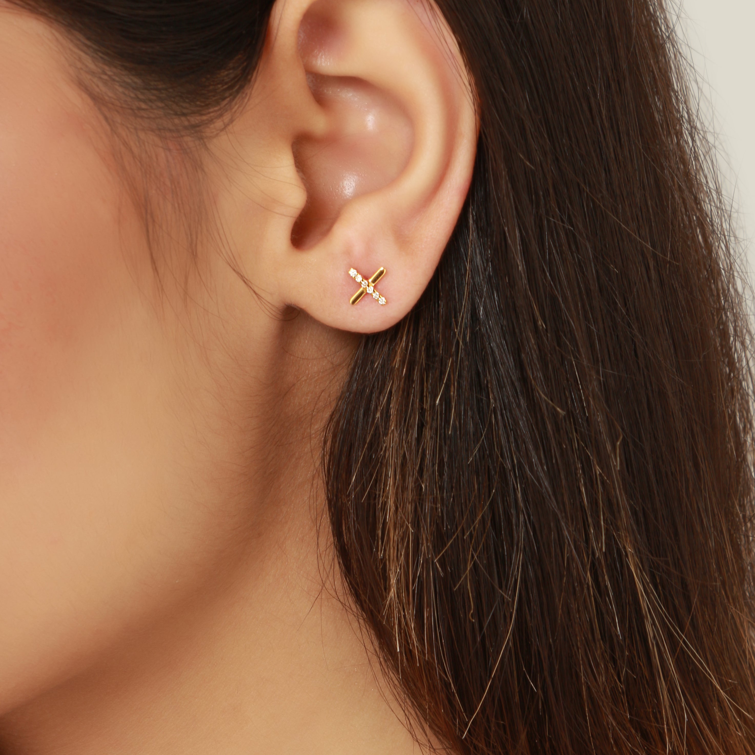 xo studs, small earrings, gold earrings, fine jewellery