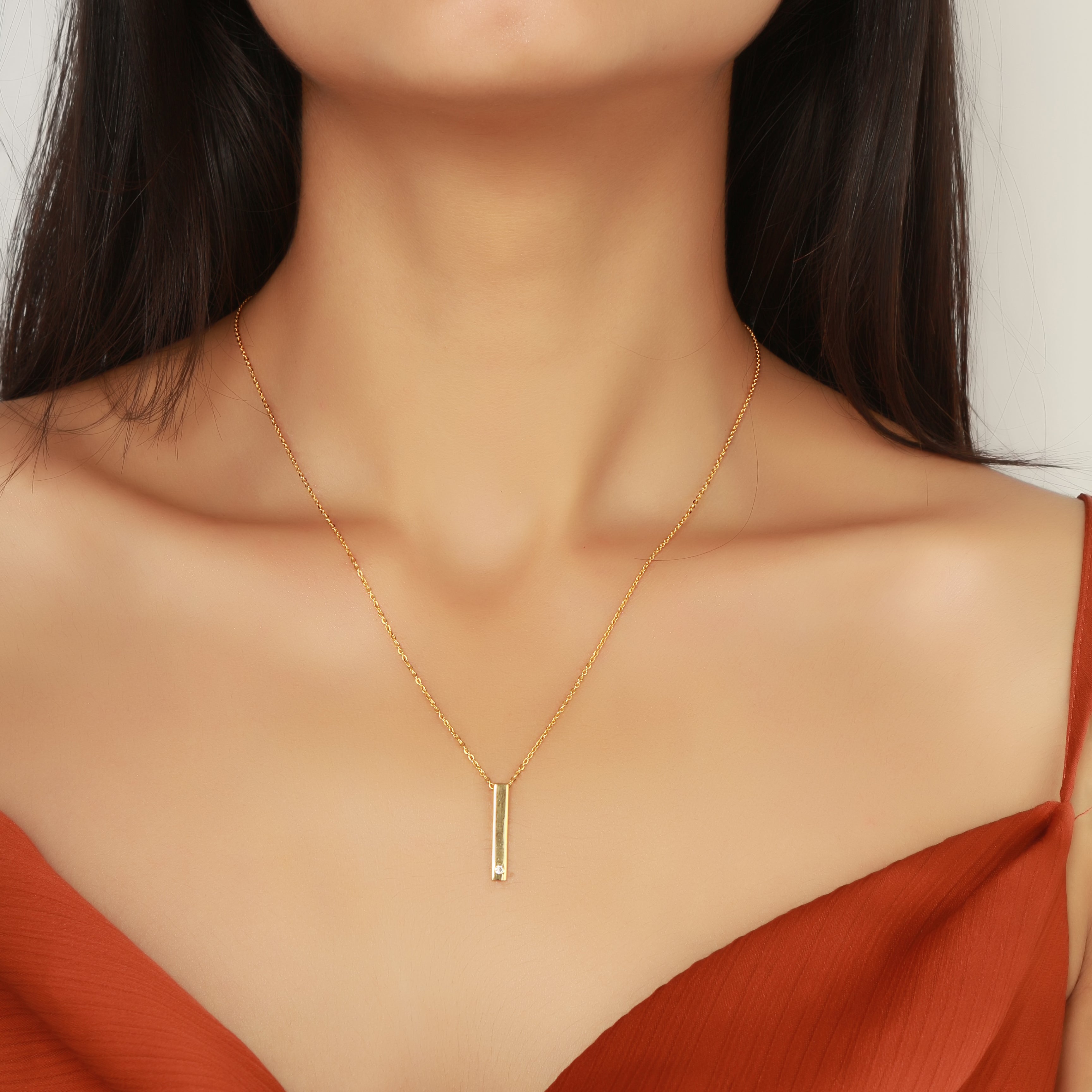 diamond vertical bar necklace, diamond necklace, fine gold jewellery