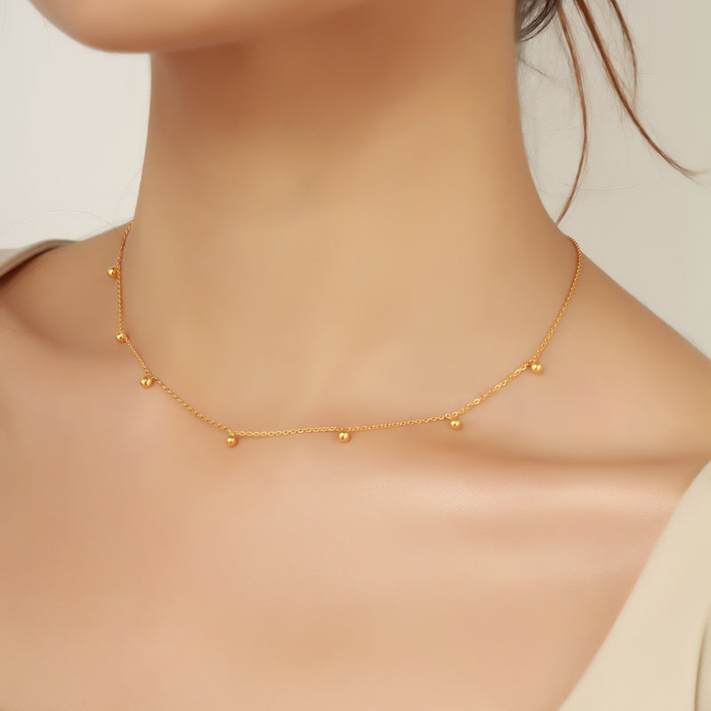 gold sphere necklace, gold choker, fine jewellery